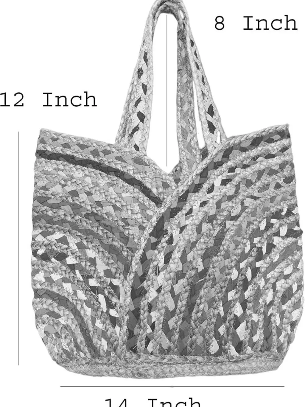 Boho Beach Tote Bag - Handmade Jute & Cotton Bucket Handbag with Tassels